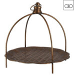 Piatto decorato su alzata metallo oro 35,50x33H