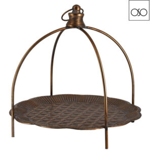 Piatto decorato su alzata metallo oro 35,50x33H