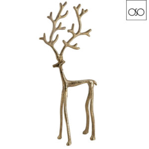 Renna stilizzata grande metallo oro 18x6x47H