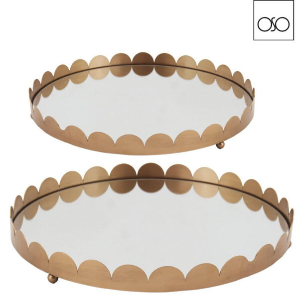 Vassoio rotondo setx2 charming metallo oro diam43 x5,50H