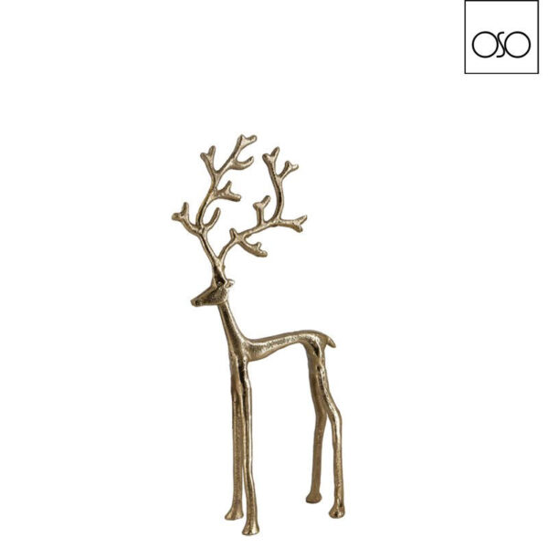 Renna stilizzata piccola metallo oro 22,50x6xH40