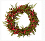 Corona pino con bacche rosse piccola diametro 40 cm