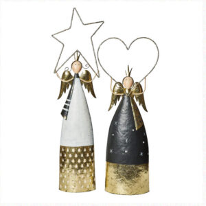 Angelo bianco c/stella luci metallo 22x22x86cm